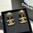 ☑️CHANEL香奈儿双c黑色珍珠耳钉耳环