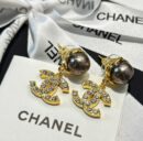 ☑️CHANEL香奈儿双c黑色珍珠耳钉耳环