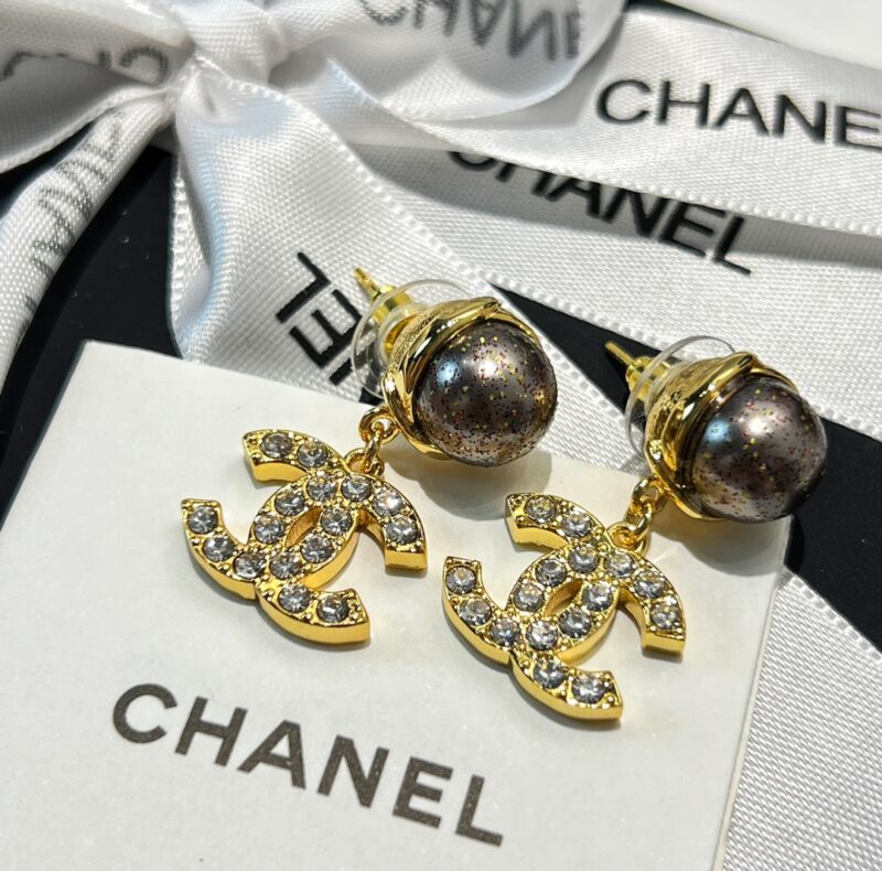 ☑️CHANEL香奈儿双c黑色珍珠耳钉耳环 - Image 10