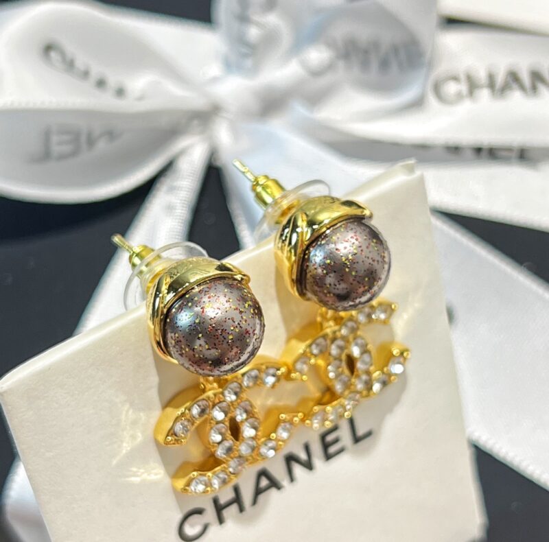 ☑️CHANEL香奈儿双c黑色珍珠耳钉耳环 - Image 8