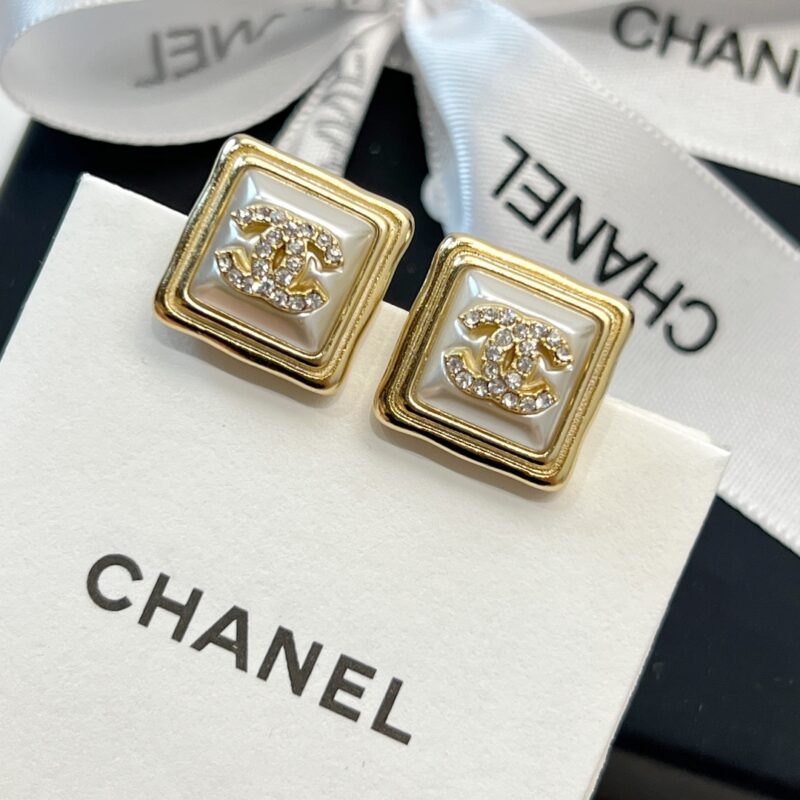 ☑️CHANEL香奈儿双c方形耳钉耳环 - Image 8