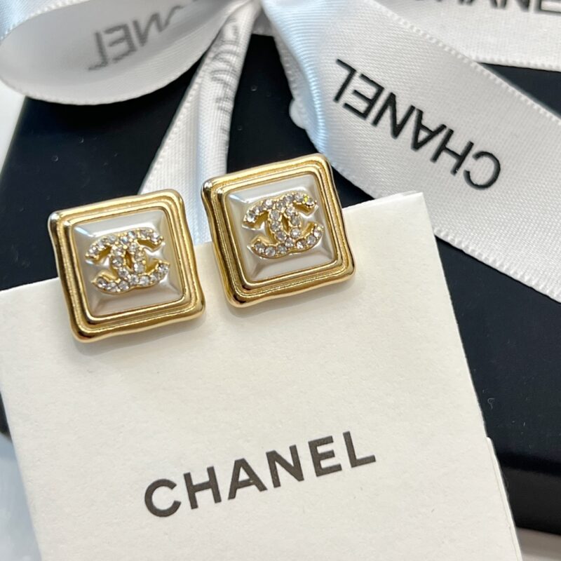 ☑️CHANEL香奈儿双c方形耳钉耳环 - Image 7