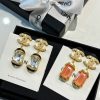 ☑️CHANEL香奈儿c2双c 粉色方钻珍珠耳钉耳环