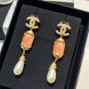 ☑️CHANEL香奈儿c3双c 粉色方钻珍珠耳钉耳环