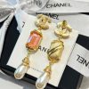 ☑️CHANEL香奈儿c3双c 粉色方钻珍珠耳钉耳环