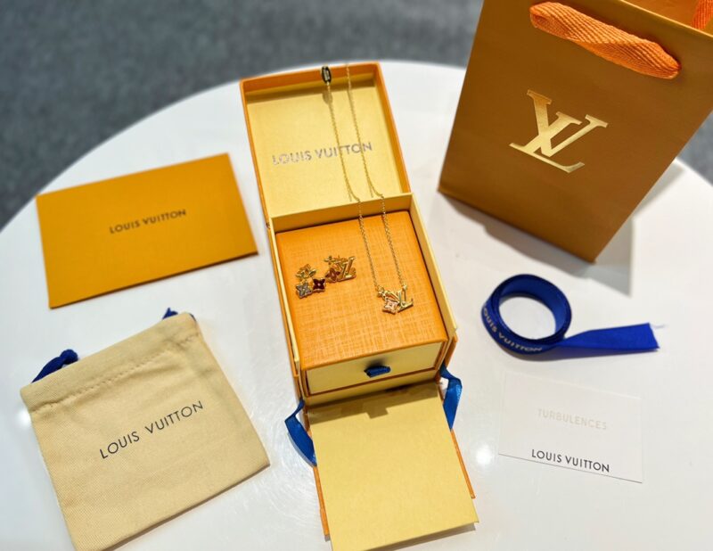 Louis Vuitton 路易威登 lv水晶老花项链 耳钉 - Image 4