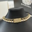 ☑️CHANEL香奈儿双c黑皮绳锁头颈链项链choker