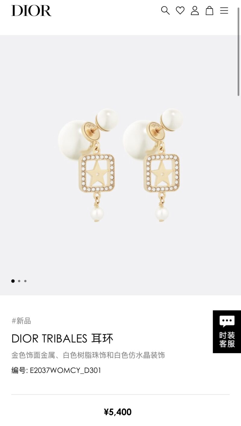 ☑️DIOR迪奥方形星星大小珍珠耳钉耳环 - Image 4