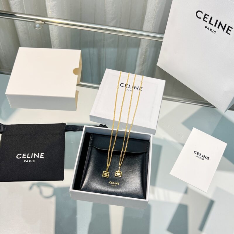 Celine赛琳金色凯旋门桃心耳钉项链 - Image 5