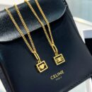 Celine赛琳金色凯旋门桃心耳钉项链