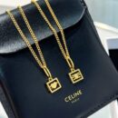 Celine赛琳金色凯旋门桃心耳钉项链