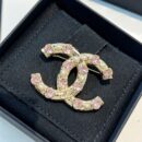 ☑️CHANEL香奈儿金色双c粉桃心胸针