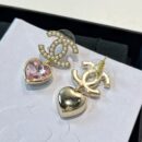 ☑️CHANEL香奈儿金色双c粉桃心耳钉耳环