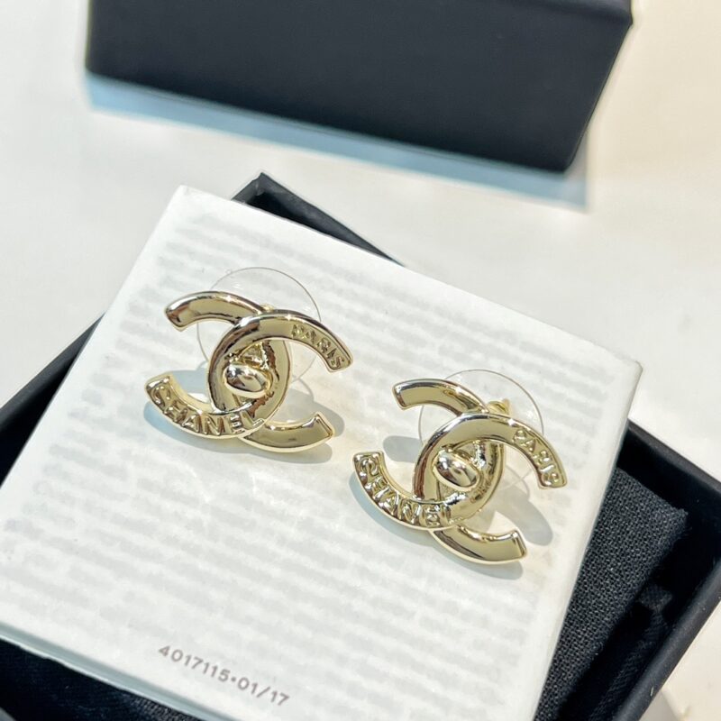 ☑️CHANEL香奈儿C1金色双c耳钉耳环 - Image 9