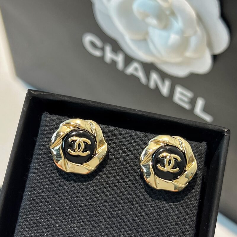 ☑️CHANEL香奈儿双c 黑色耳钉耳环 - Image 8