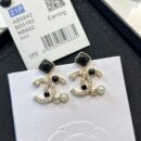 ☑️CHANEL香奈儿c2双c 黑色菱形珍珠耳钉耳环