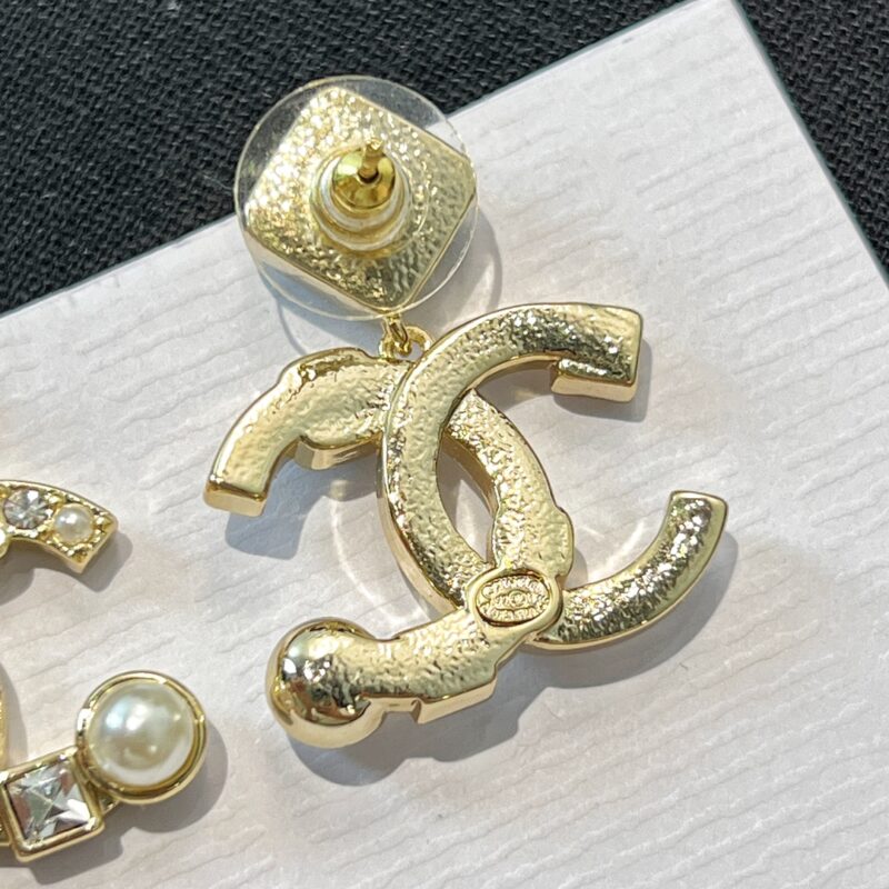 ☑️CHANEL香奈儿c2双c 黑色菱形珍珠耳钉耳环 - Image 10