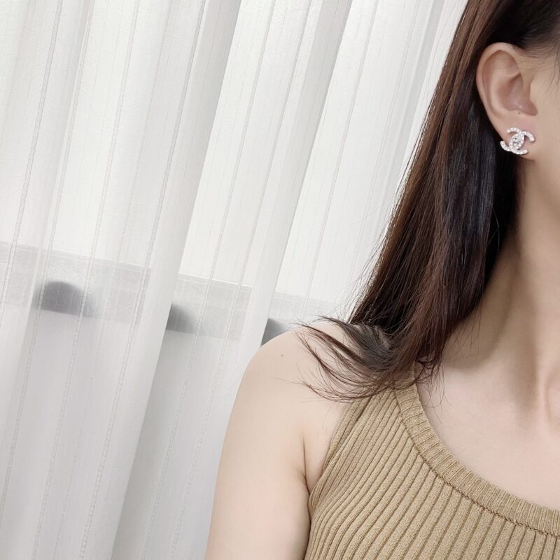 ☑️CHANEL香奈儿c1双c满钻耳钉耳环 - Image 5