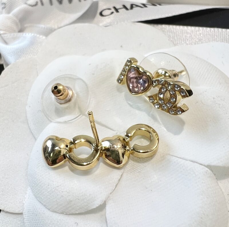 ☑️CHANEL香奈儿c1双c粉桃心耳钉耳环 - Image 10