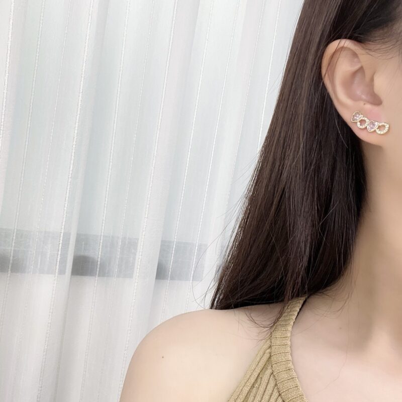 ☑️CHANEL香奈儿c1双c粉桃心耳钉耳环 - Image 5