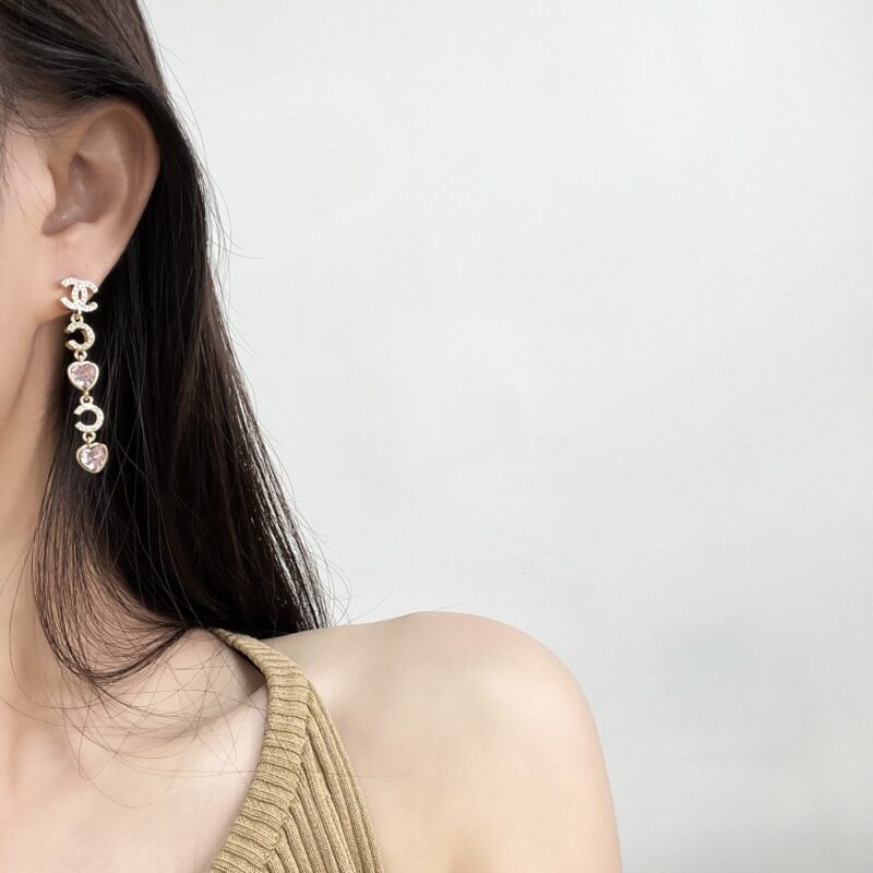 ☑️CHANEL香奈儿双c粉桃心爱心耳钉耳环 - Image 6