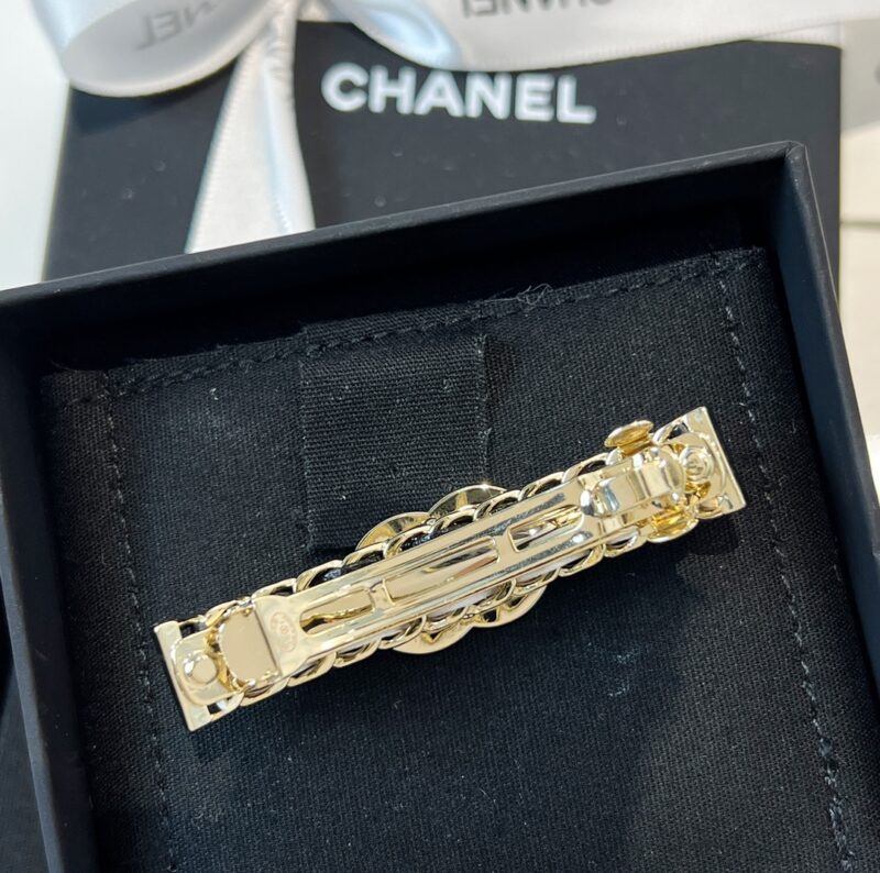 ☑️CHANEL香奈儿双c黑白皮绳发夹发卡 - Image 10