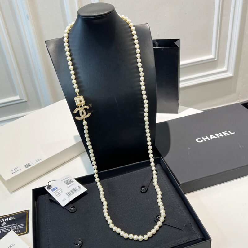 ☑️CHANEL香奈儿双c满钻珍珠毛衣链项链 - Image 7