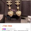 ☑️CHANEL香奈儿c3双c满钻桃心爱心耳钉耳环