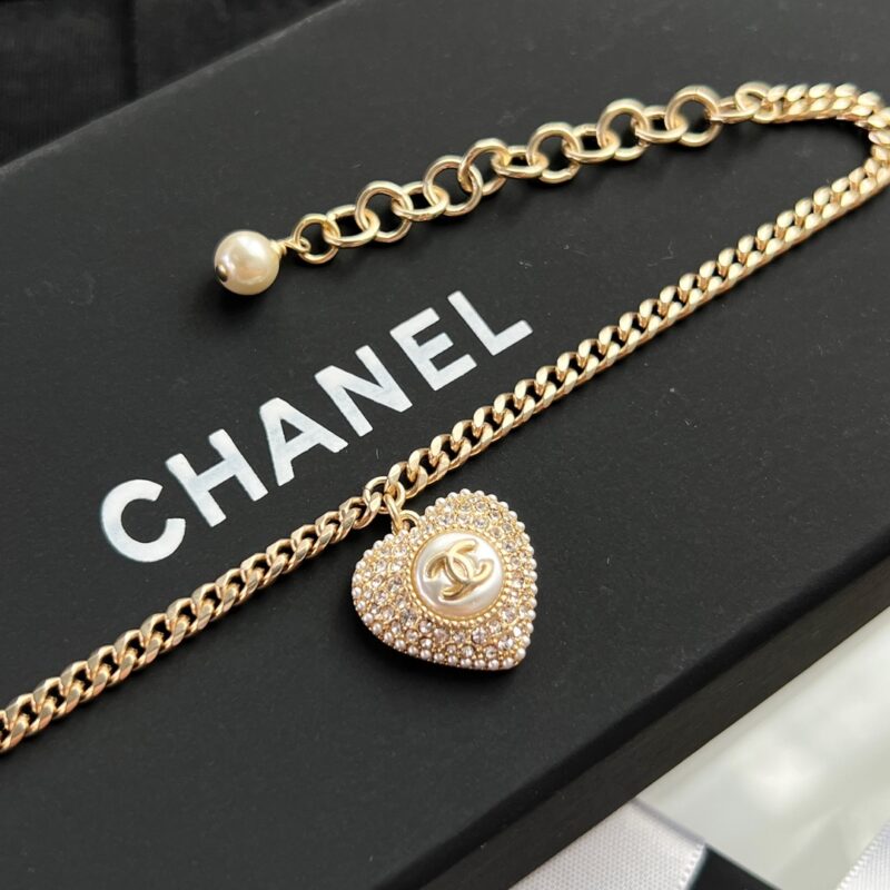 ☑️CHANEL香奈儿双c满钻桃心爱心手链 项链 - Image 8