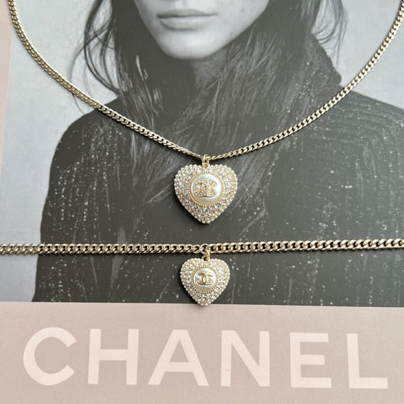 ☑️CHANEL香奈儿双c满钻桃心爱心手链 项链 - Image 12