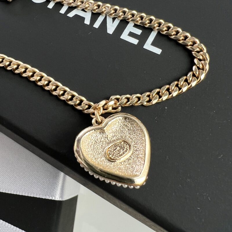 ☑️CHANEL香奈儿双c满钻桃心爱心手链 项链 - Image 9