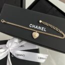 ☑️CHANEL香奈儿双c满钻桃心爱心手链 项链