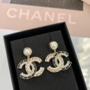 ☑️CHANEL香奈儿c2双c黑皮绳珍珠耳钉耳环