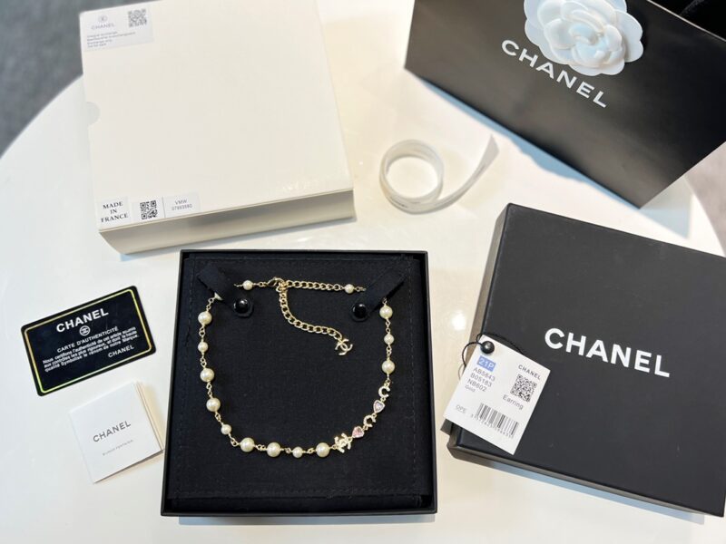 ☑️CHANEL香奈儿双c珍珠coco粉桃心爱心项链颈链 - Image 3