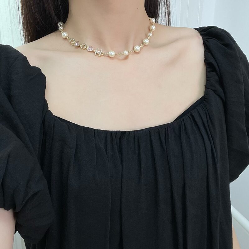 ☑️CHANEL香奈儿双c珍珠coco粉桃心爱心项链颈链 - Image 8