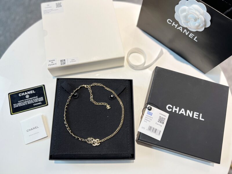 ☑️CHANEL香奈儿双c黑钻黑皮绳项链 - Image 3