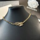 ☑️CHANEL香奈儿双c黑钻黑皮绳项链