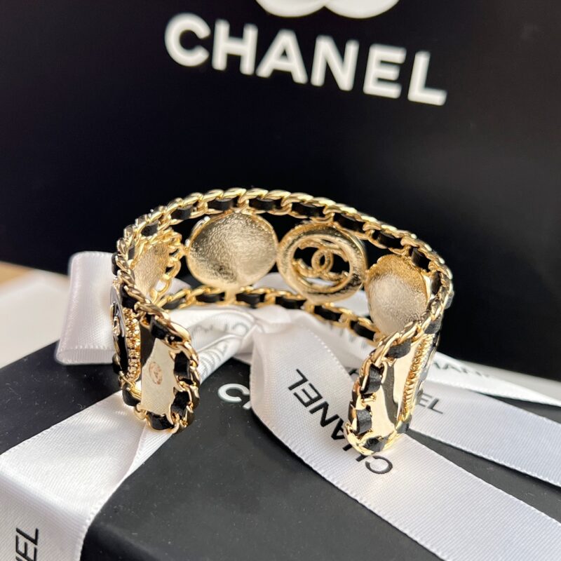 ☑️CHANEL香奈儿双c黑皮绳开口手镯 - Image 10