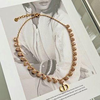 ☑️DIOR迪奥满钻粉钻CD项链