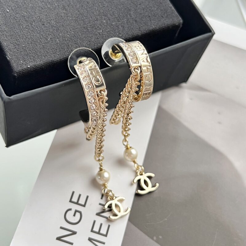 ☑️CHANEL香奈儿双c流苏珍珠耳钉耳环 - Image 8