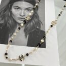 ☑️CHANEL香奈儿珍珠双c黑钻毛衣链项链