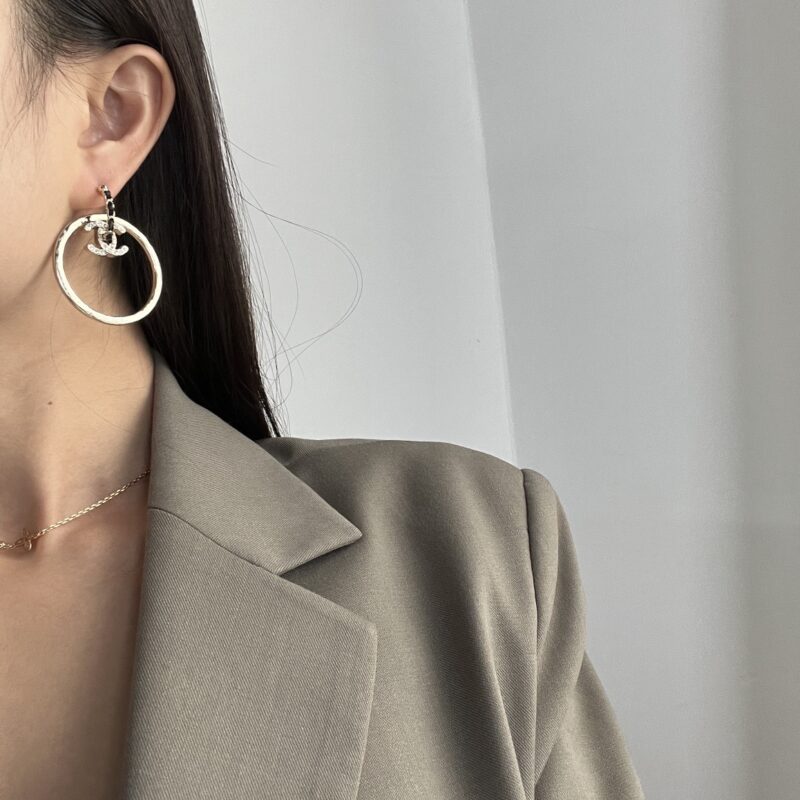 ☑️CHANEL香奈儿C2金色双c圆形耳钉耳环 - Image 5