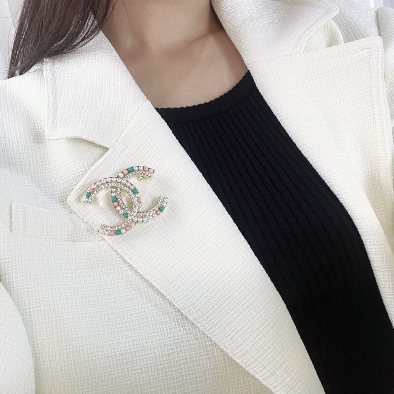☑️CHANEL香奈儿双c彩色珍珠胸针 - Image 8