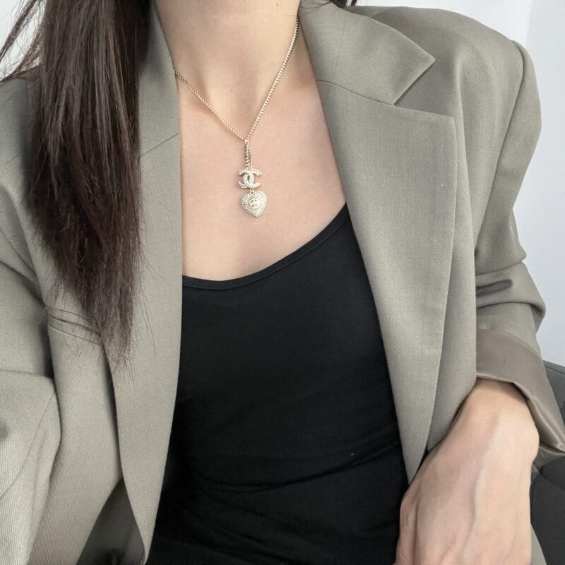 ☑️CHANEL香奈儿满钻桃心双c项链 - Image 6