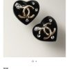 ☑️CHANEL香奈儿双c黑色桃心爱心项链耳钉耳环