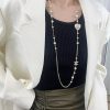 ☑️CHANEL香奈儿双c桃心黑白钻毛衣链项链