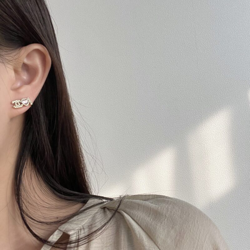 ☑️CHANEL香奈儿c1双c粉桃心耳钉耳环 - Image 7