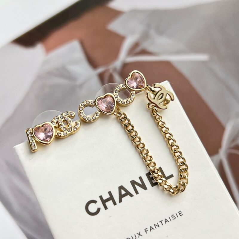 ☑️CHANEL香奈儿c1双c粉桃心耳钉耳环 - Image 9