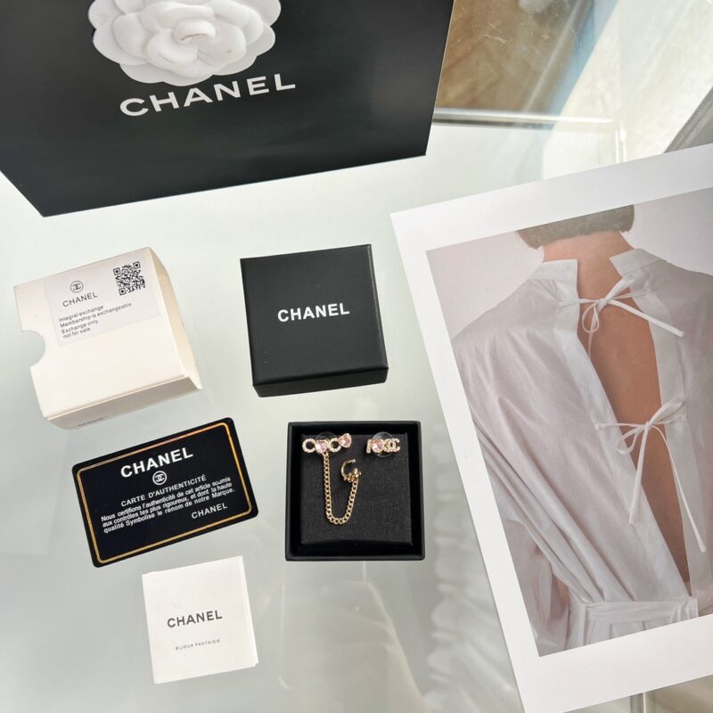 ☑️CHANEL香奈儿c1双c粉桃心耳钉耳环 - Image 3
