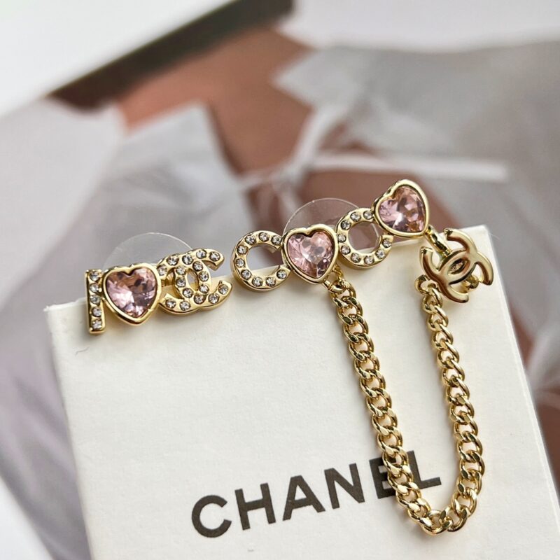 ☑️CHANEL香奈儿c1双c粉桃心耳钉耳环 - Image 8